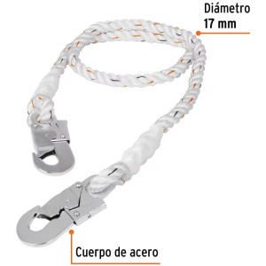 Cable de Proteccion, 1.5 Metros, Ganchos de Acero forjado, para conectarse a los anillos D, CAB-5489-15 14435 Truper