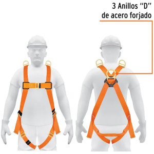Arnes de Cuerpo completo 3 anillos Rescate y contra caidas, Cinta de 40mm, Carga 100kg, ARN-5437 14433 Truper