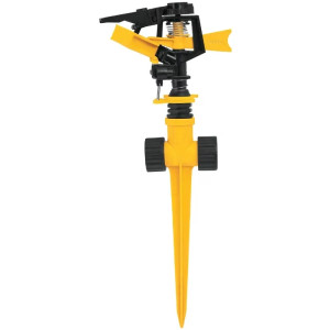 Aspersor Plastico 2 vias Entrada 3/4", Estaca 19.5cm, Alcance 8m, Area 360, 50 PSI, ASPRO-11X 20060 Pretul