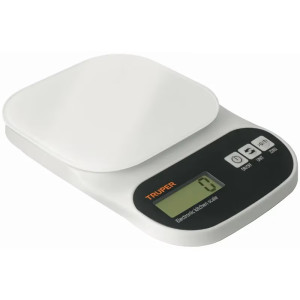 Balanza Digital 5kg Plato de vidrio 4Medidas ABS 2AAA para Cocina, Truper 15160