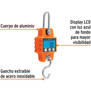 Balanza Electonica 300kg Colgante 2Medidas 3AA Industrial Domestico, Truper 100788