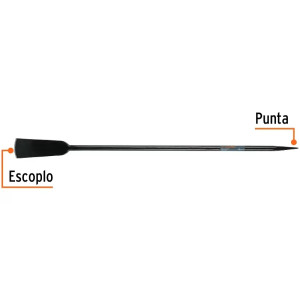 Barreta Agricola Diametro 1 1/8" Largo 140cm Peso 16lb Escoplon 102mm, en acero medio carbono, BACO-140 19987 Truper