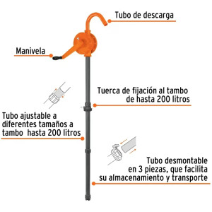 Bombas Extractora de acidos y solventes con Manivela, Tubo 1 1/4" Longitud 102 cm, BOMEX-28 16856 Truper