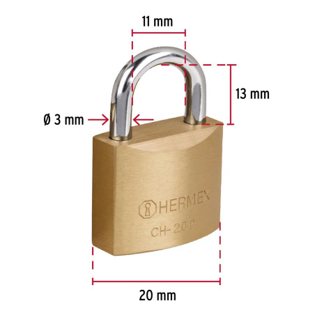Candados 20mm S1 Hierro 2llaves Hermex 22526