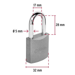 Candados 32mm S3 Hierro GanchoLargo 2llaves Hermex 43793