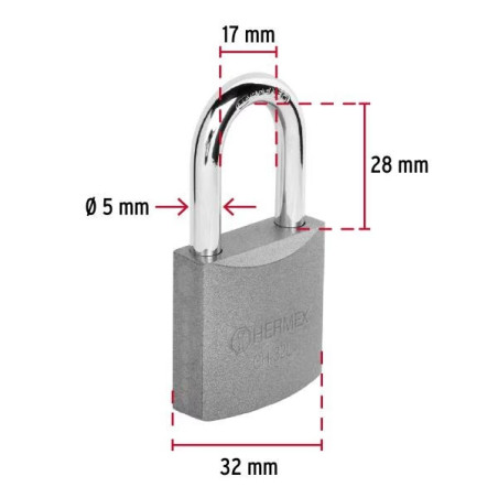 Candados 32mm S3 Hierro GanchoLargo 2llaves Hermex 43793