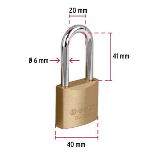 Candados 40mm S4 GanchoLargo 2llaves Hermex 23517