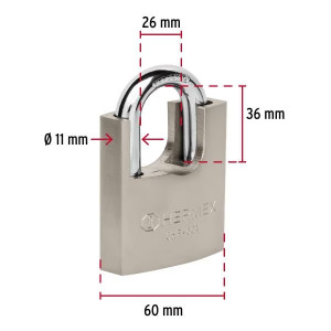 Candados Acorazado 60mm S6 Hierro 3llaves Anti-Ganzua Hermex 43314