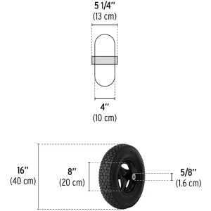 Llanta completa Neumatica Reforzada 16 x 4 Pulgadas, Rodamientos Alta durabilidad, RN 11852 Truper