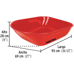 Carretilla 5.5ft 80L 350kg, LlantaNeumatica16X4" Bastidor bipartido 3Comp Roja, Pretul 20627