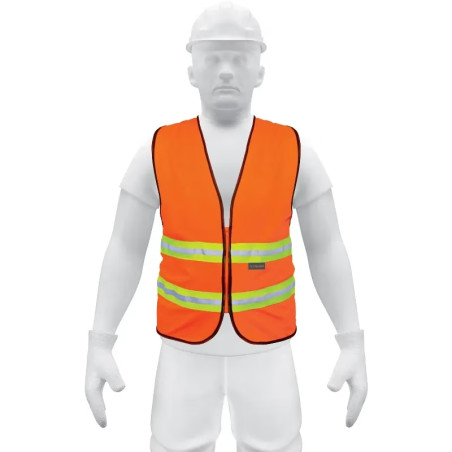 Chaleco de Seguridad Unitalla Naranja Cintas Dobles 3/4" con cierre Alta Visibilidad, CHS-600N 13473 Truper