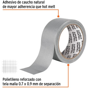 Cinta Ducte Tape 48mm x10m E0.27mm Resistente a Temperaturas Truper 10932