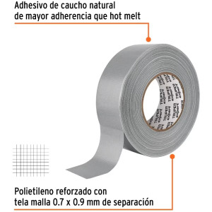 Cinta Ducte Tape 48mm x50m E0.27mm Resistente a Temperaturas Truper 10944