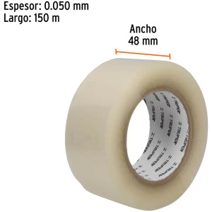 Cinta de Embalaje Transparente 48mm x 150m Adhesivo acrilico E0.050mm Truper 12557
