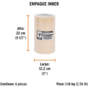 Cinta Masking Tape 36mm x50m E0.13mm Alta Resistencia Truper 12592