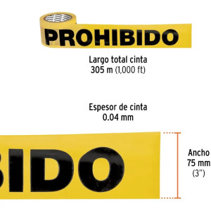Cinta de Advertencia Prohibido 300m E0.04mm Truper 12579