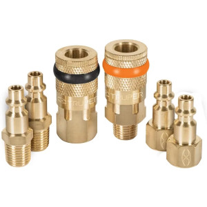 Juego de Acoples y Conectores de Laton 6 Piezas, Conexion Rapida, 1/4 NPT, CORAL-6 18075 Truper