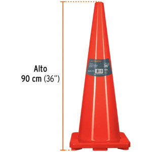 Conos de Precaucion 90 cm, Resistente a Impactos, Peso 3.65 kg, CONO-90 13126 Truper