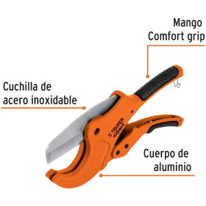 Cortador de Tubo PVC Profesional Corte 2 1/2", Cuerpo de Aluminio, cuchilla de Acero Inoxidable, COT-PVC-X 12867 Truper