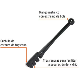 Cortador de Vidrio, Cabeza de 1 Cuchilla 0.65mm, tres ranuras de corte, CV-5 12953 Truper