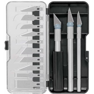 Juego de 13 Cuchillas Hobby SK5 MangoMetalicos con estuche Organizador, Pretul EXA-13P 22409