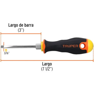 Desarmador Cabinet BHex 3/16" x3" ComfortGrip Truper 100840