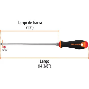 Desarmador Plano Bhex 5/16" x10" ComfortGrip Truper 18546