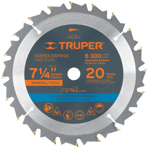 Discos Sierra para Madera 7 1/4" Centro 5/8", 20 Dientes de carburo de tungsteno, ST-720 18299 Truper