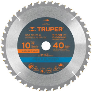 Discos Sierra para Madera 10" Centro 5/8", 40 Dientes de carburo de tungsteno, ST-1040 18305 Truper