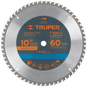 Discos Sierra para Madera 10" Centro 5/8", 60 Dientes de carburo de tungsteno, ST-1060 18306 Truper