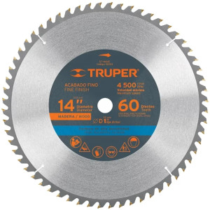 Discos Sierra para Madera 14" Centro 1", 60 Dientes de carburo de tungsteno, ST-1460E 18323 Truper