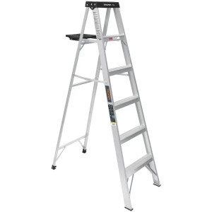 Escaleras  Tijera 5 Peldaños con Bandeja T3 Max3m P5.4kg EAluminio, Truper 16743
