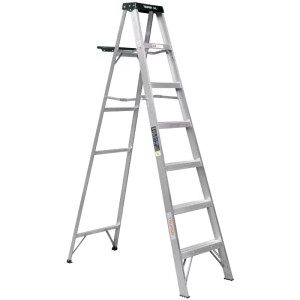 Escaleras  Tijera 6 Peldaños con Bandeja T3 Max3.4m P6.4kg EAluminio, Truper 10437