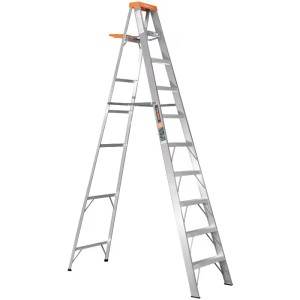 Escaleras  Tijera 9 Peldaños con Bandeja T2 Max4.2m P10.7kg EAluminio, Truper 10436