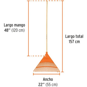 Escobas Plastica Rigida 22" 22 Dientes Mango 48", Polipropileno de Alta Resistencia, EP-22R 19786 Truper