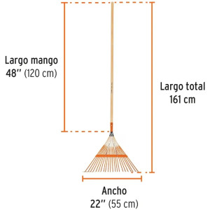 Escobas Metalica Recta 22" 22 Dientes Mango 48" Calibre 19, Con Tensor de Dientes, EMX-22 14328 Truper