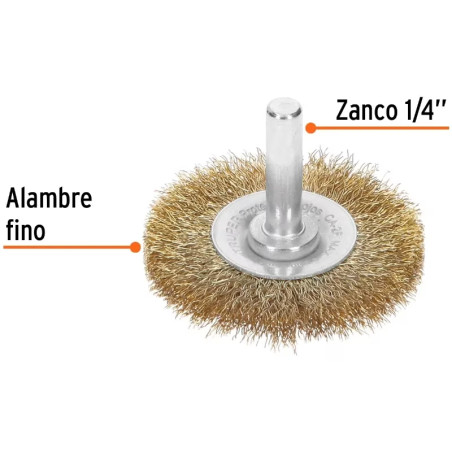 Escobillas Circulares 2" Alambre Fino Z1/4" Truper 11574