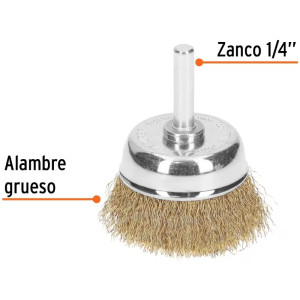 Escobillas Tipo Copa 1 3/4" Alambre Grueso Z1/4" Truper 11571