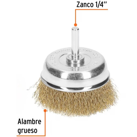 Escobillas Tipo Copa 2 3/4" Alambre Grueso Z1/4" Truper 11572