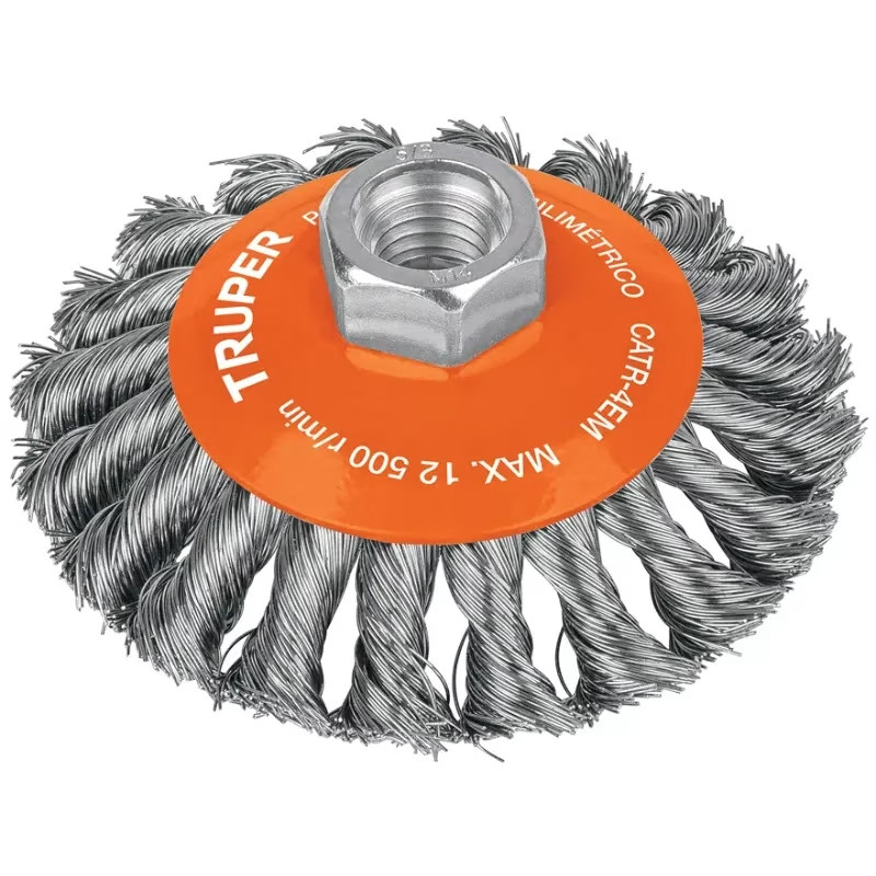 Escobillas Tipo Plato 4" Alambre Trenzado M14 Truper 14188