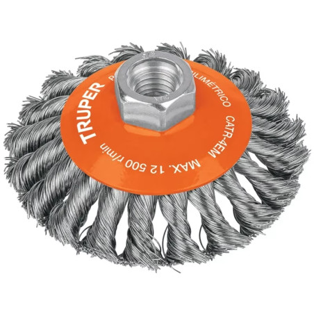 Escobillas Tipo Plato 4" Alambre Trenzado M14 Truper 14188
