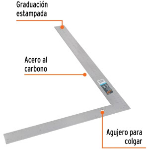 Escuadra para Albañil 16" x 24", 40.6 x 61cm Graduacion Estampada en Acero, Cantos rectificados, E-16X24 14384 Truper