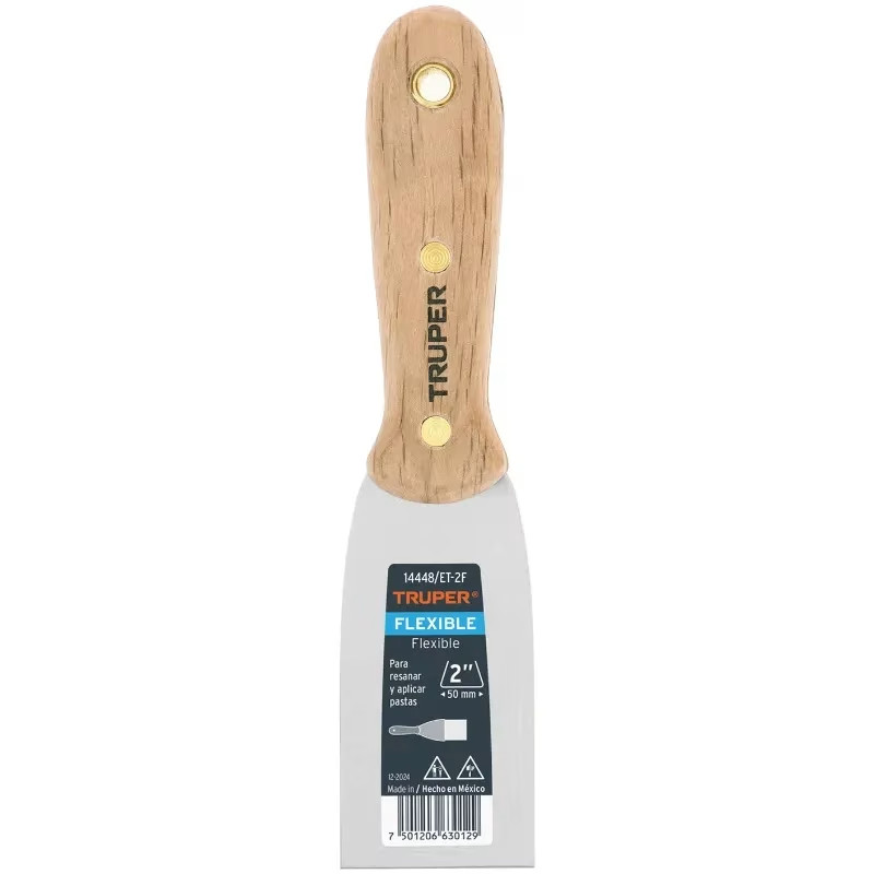 Espatula Flexible 2" Mango de Hickory Americano, acero alto carbono, Hoja Desbastada y Templada, ET-2F 14448 Truper