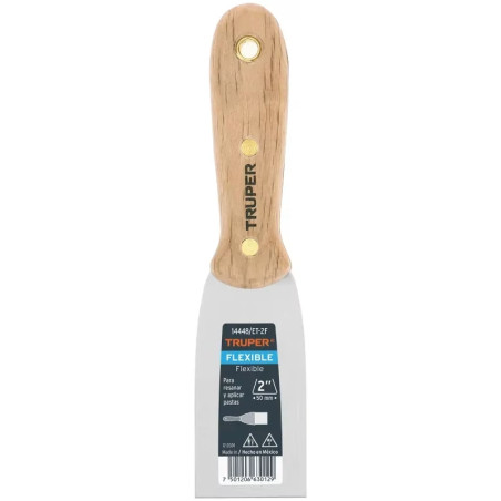 Espatula Flexible 2" Mango de Hickory Americano, acero alto carbono, Hoja Desbastada y Templada, ET-2F 14448 Truper
