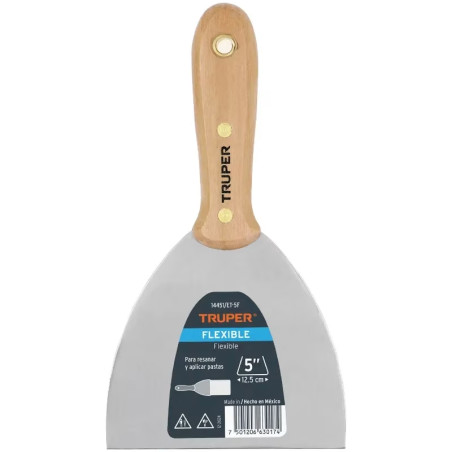 Espatula Flexible 5" Mango de Hickory Americano, acero alto carbono, Hoja Desbastada y Templada, ET-5F 14451 Truper