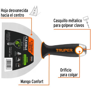 Espatula Flexible 6" Mango Ergonomico, en acero inoxidable, para usarse en alimentos, ET-6FX 15854 Truper
