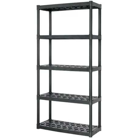 Estantes Plastico uso Pesado, 5 Repisas Ventiladas, Soporta 68kg por Repisa 340kg por Estante, EST-5 19943 Truper
