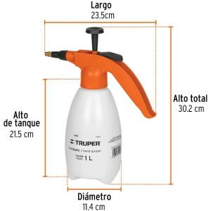 Fumigador domestico 1 litros 0.2 Galones, Boquilla de Laton Ajustable, FDO-1 10929 Truper