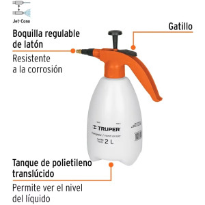 Fumigador domestico 2 litros 0.5 Galones, Boquilla de Laton Ajustable, FDO-2 10235 Truper