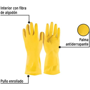 Guantes de Latex Talla G puño largo, para limpieza, GU-LIM-GP 23261 Pretul
